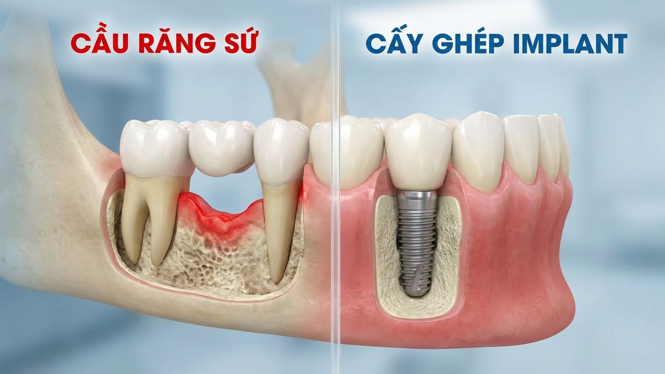 Cấy ghép implant là gì? Những yếu tố ảnh hưởng đến quá trình trồng răng implant 7 so sanh cau rang su voi implant